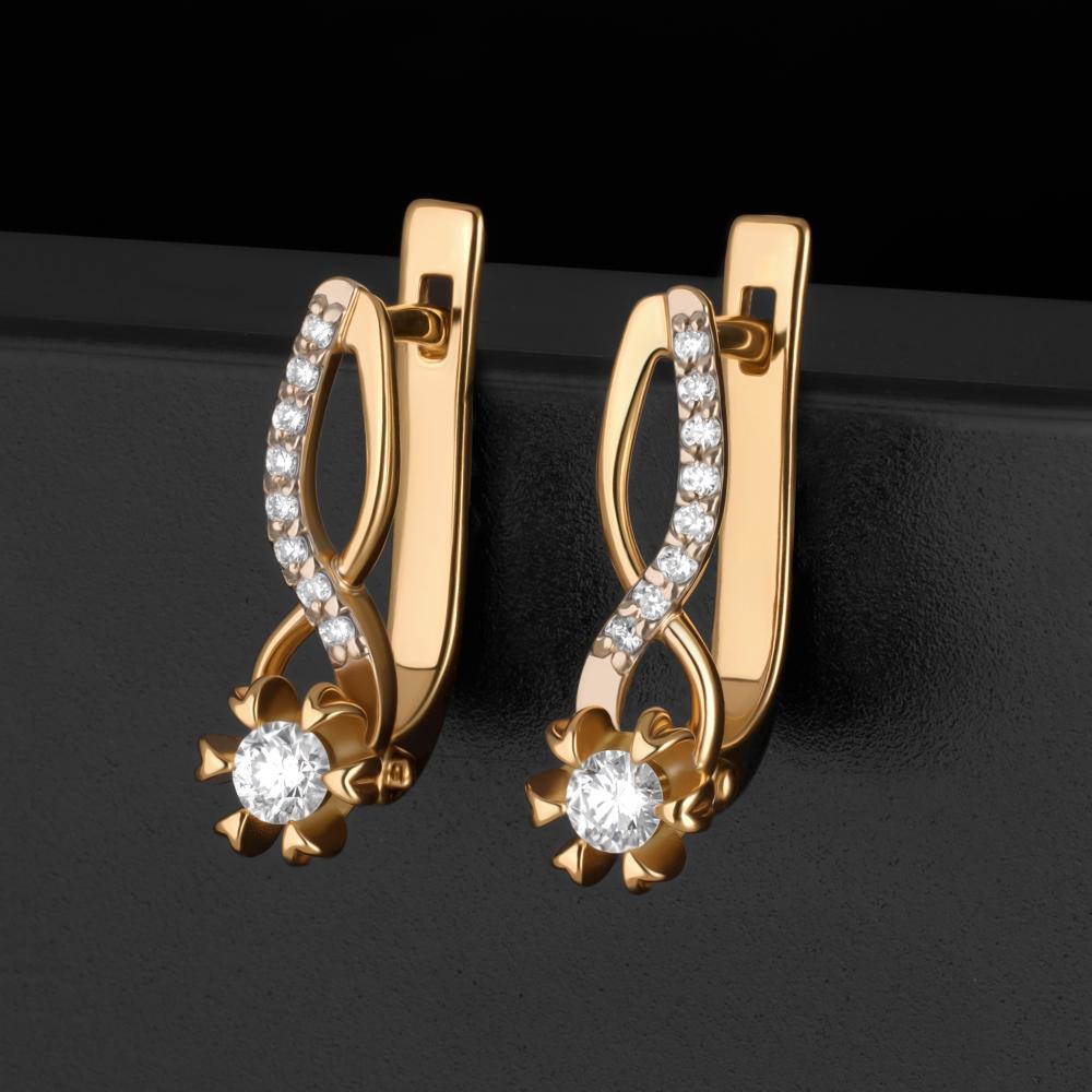 Золотые серьги New gold из красного золота 585 пробы НЮ102020291355бр
