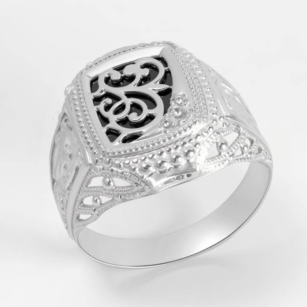 Серебряная печатка с фианитами