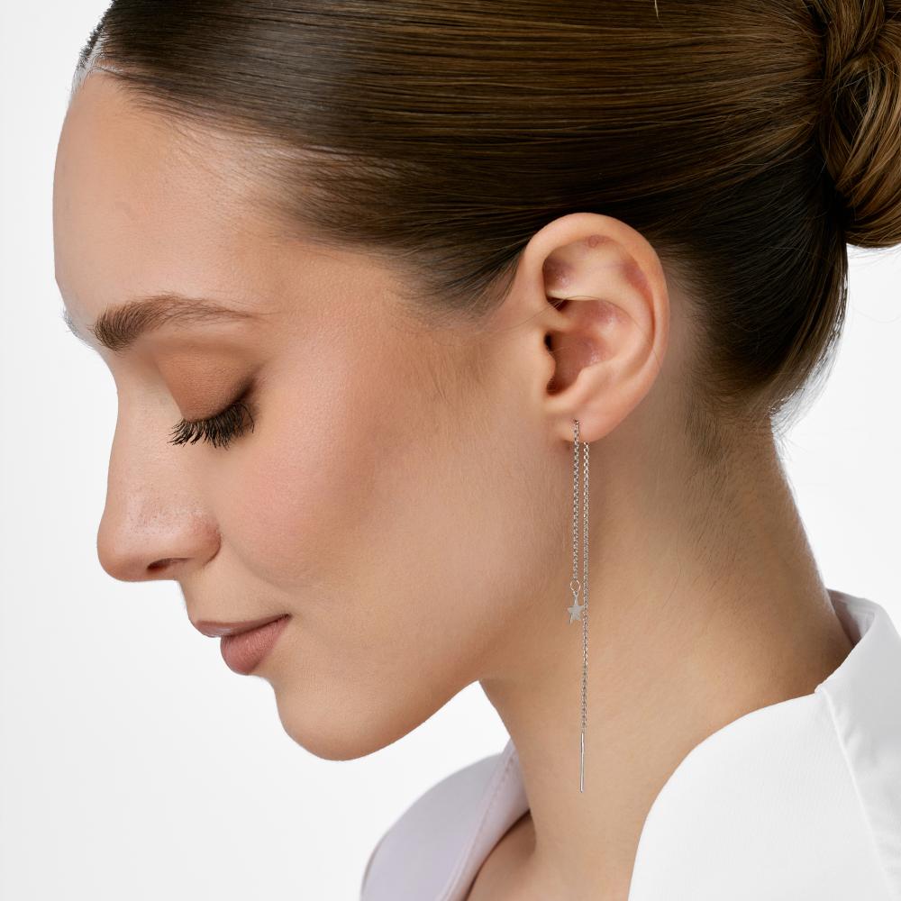 Серебряные серьги протяжки Krastsvetmet КЯНС22-396-3
