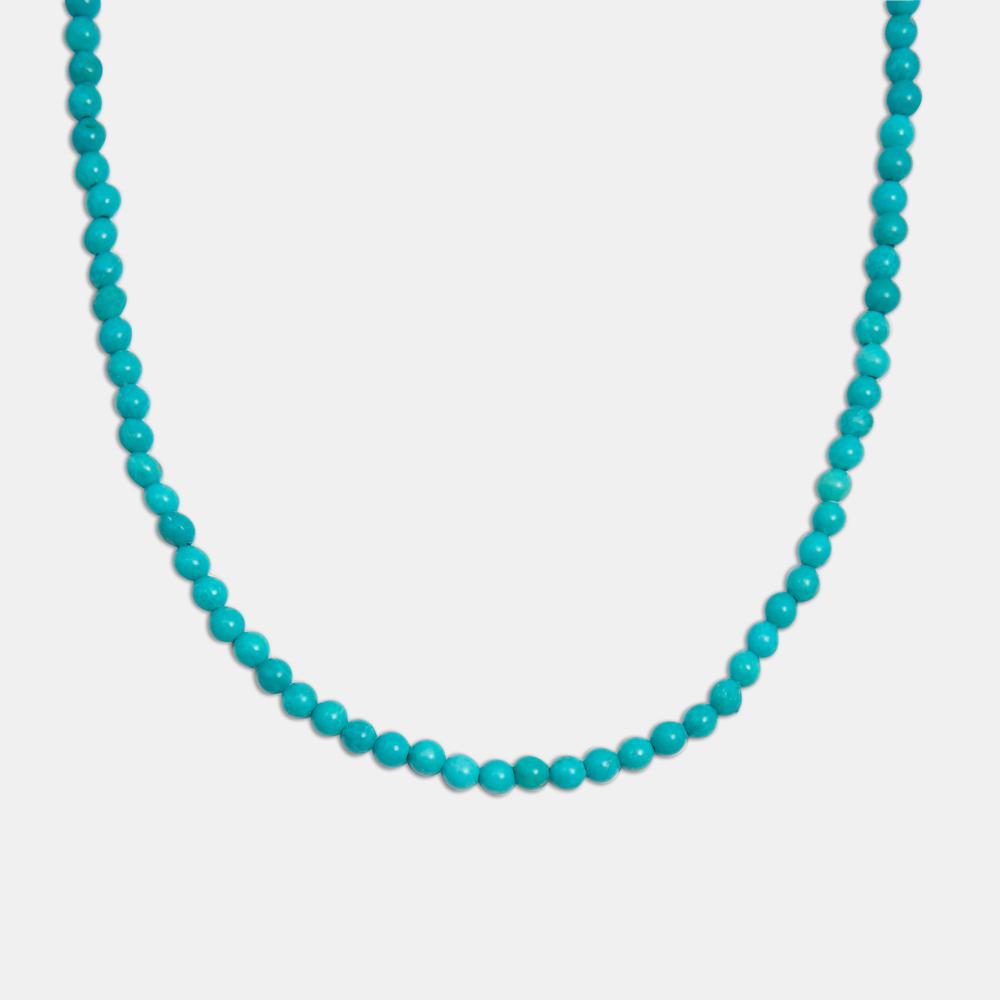 Серебряные бусы с бирюзой синтетической