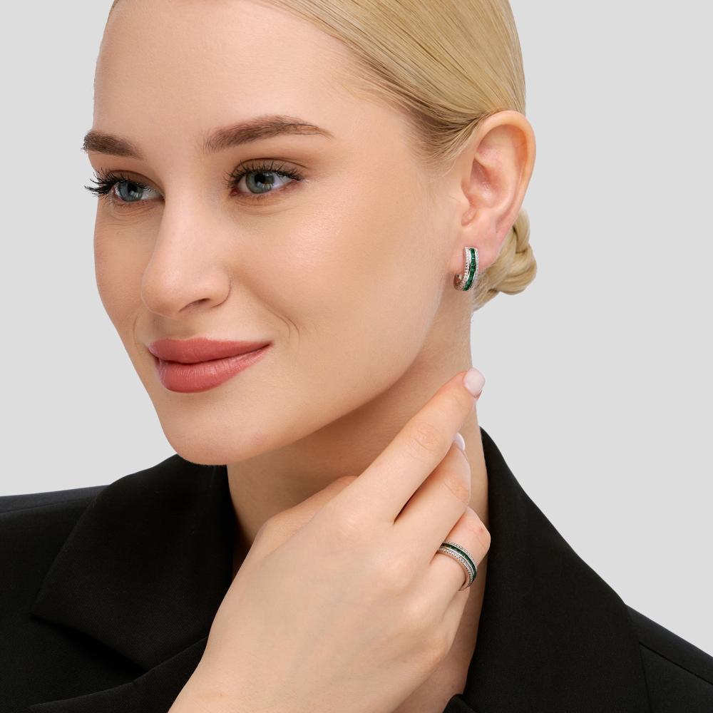 Серебряные серьги  ПУСЛ-Е1479-5-Х-В-НЦЕ-Х-В