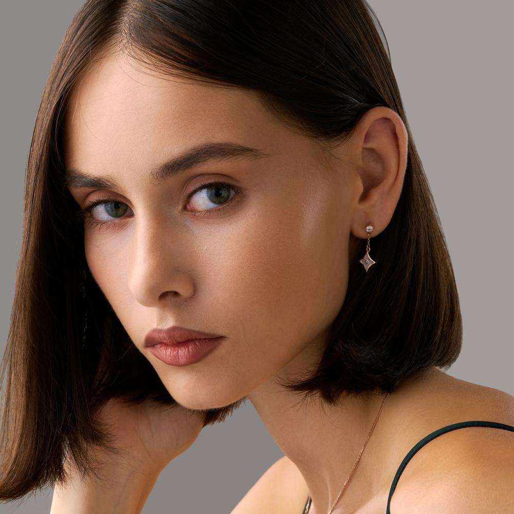 Золотые серьги подвесные Liberty из красного золота 585 пробы РЫ20029532
