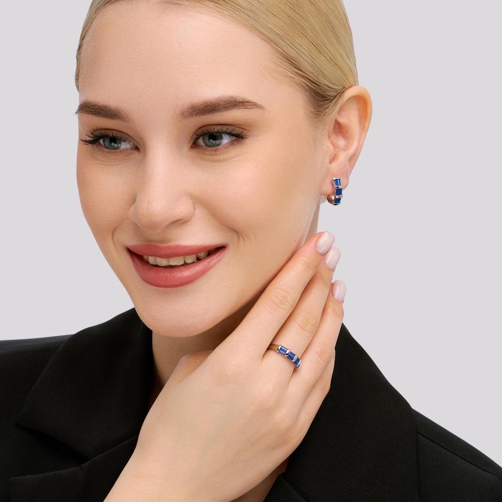 Серебряные серьги  ПУЦЗ-Е03085-Х-В-С1-Х-Х