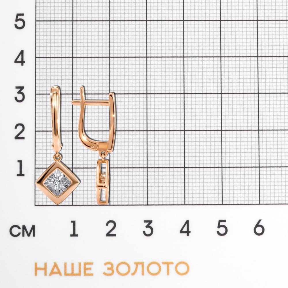 Золотые серьги подвесные Григорьев даймонд из красного золота 585 пробы Э102-11-5737-11-00