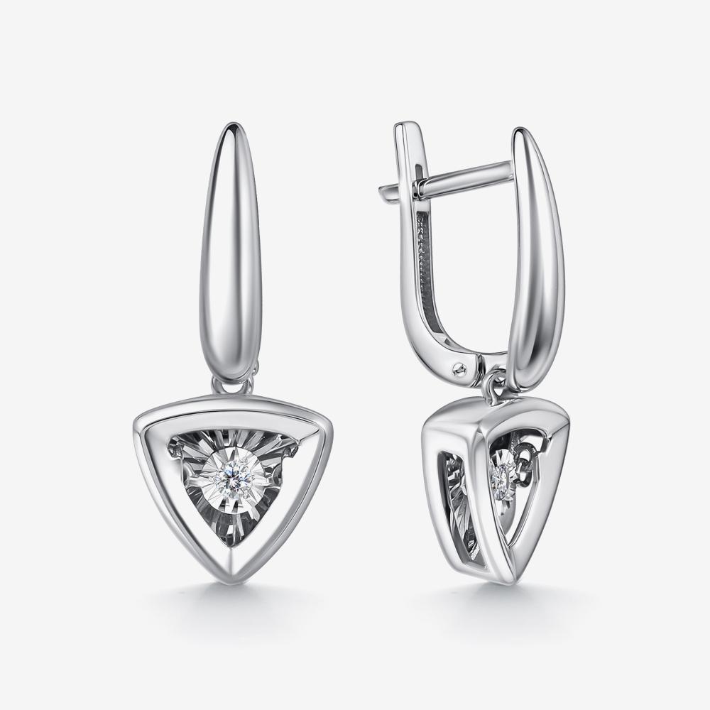 Золотые серьги подвесные Григорьев даймонд из красного золота 585 пробы Э102-12-51129-11-00-1