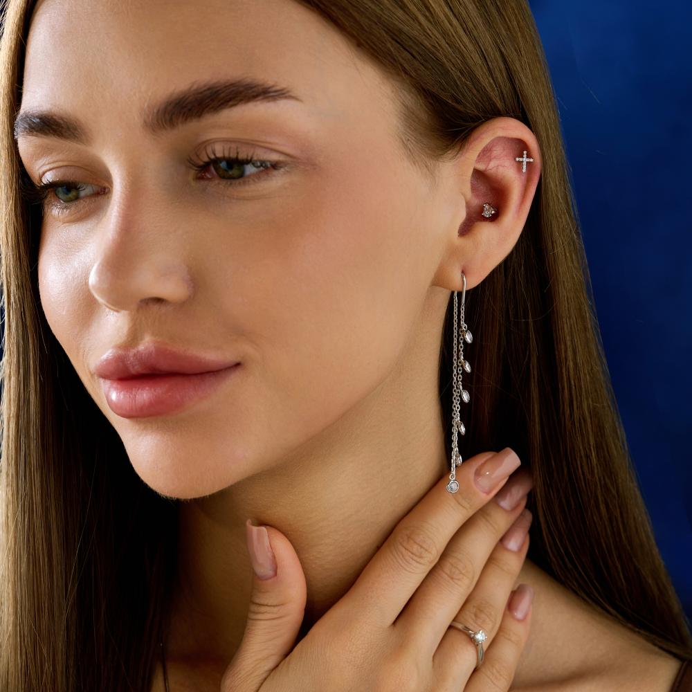 Серебряные серьги протяжки Золотые купола ЗК0211720-00775
