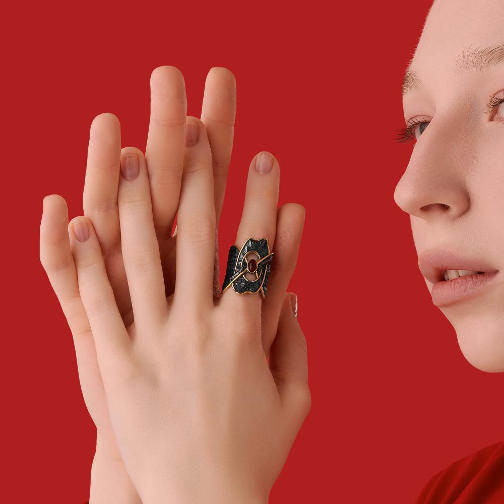 Серебряное кольцо Балтийское золото ЯН71161372