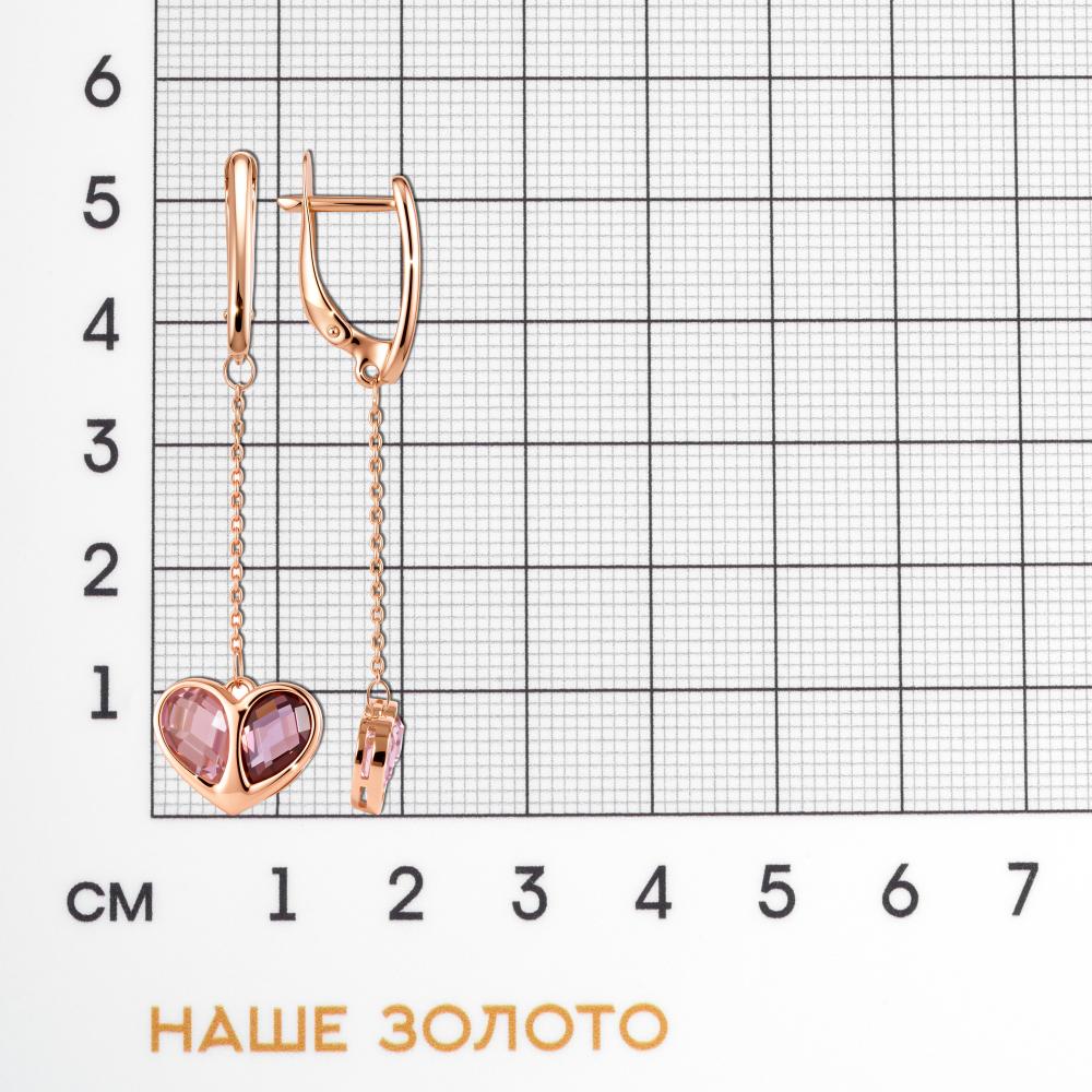 Золотые серьги подвесные Соул из красного золота 585 пробы С62214714М1