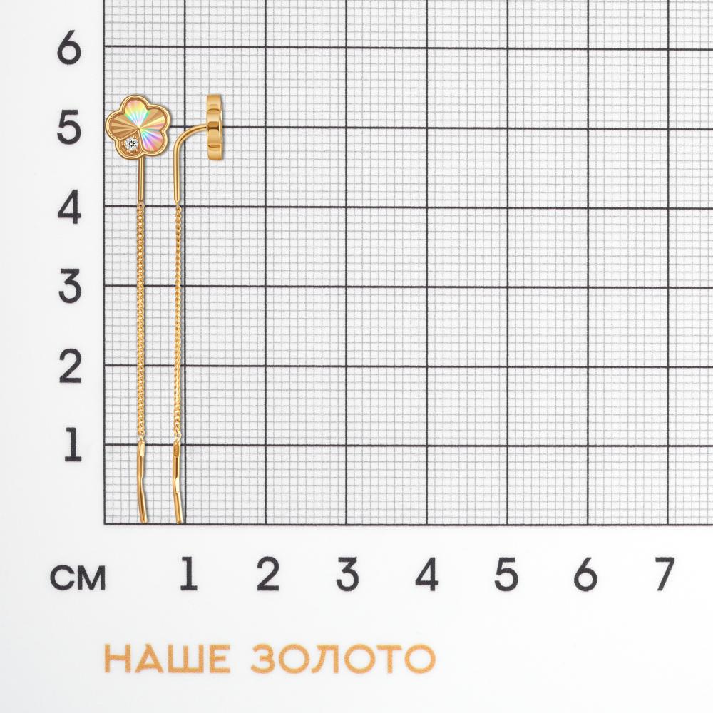 Золотые серьги протяжки Топаз из красного золота 585 пробы ТЗТ10262Е025