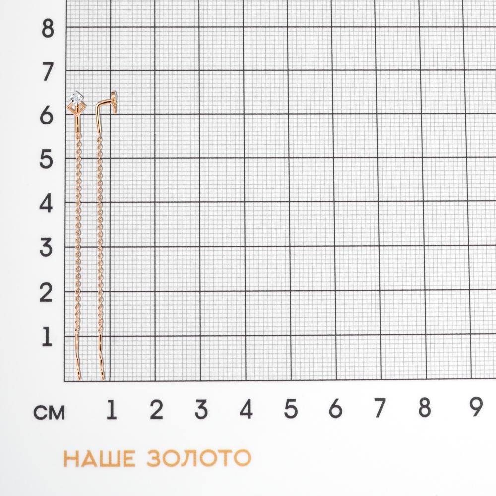 Золотые серьги протяжки Клондайк из красного золота 585 пробы К508-01067-01-001-03-01