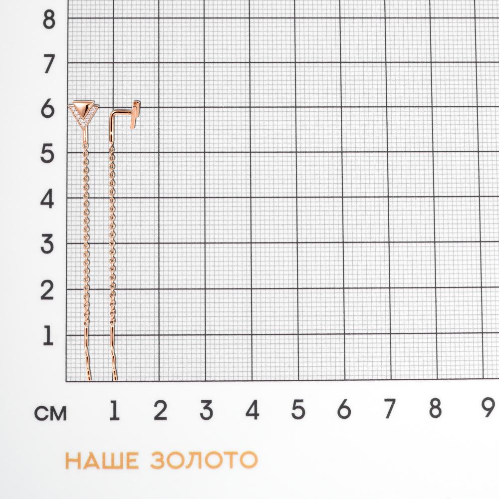 Золотые серьги протяжки Клондайк из красного золота 585 пробы К508-01063-01-001-01-01