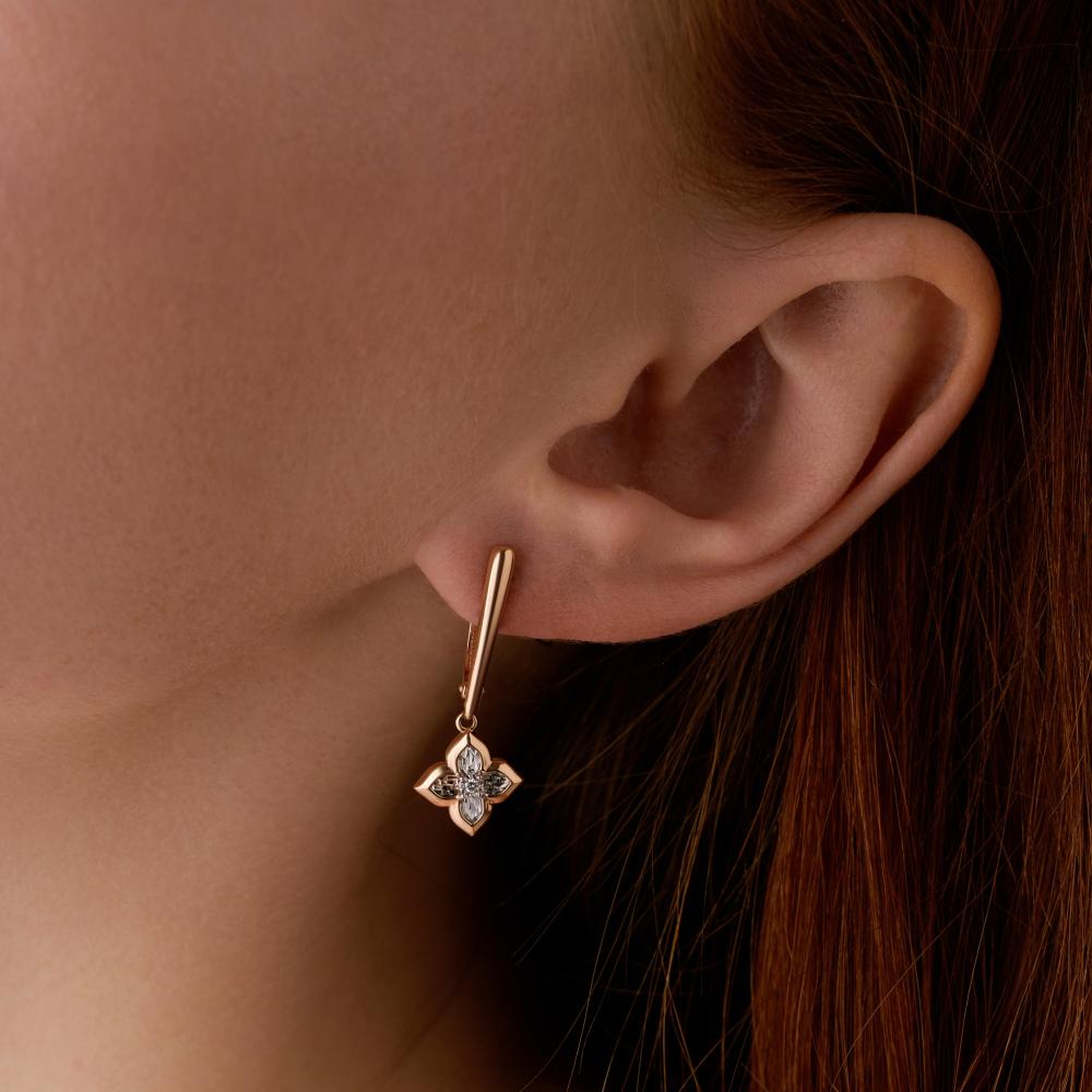 Золотые серьги подвесные Клондайк из красного золота 585 пробы К502-01081-05-001-03-01