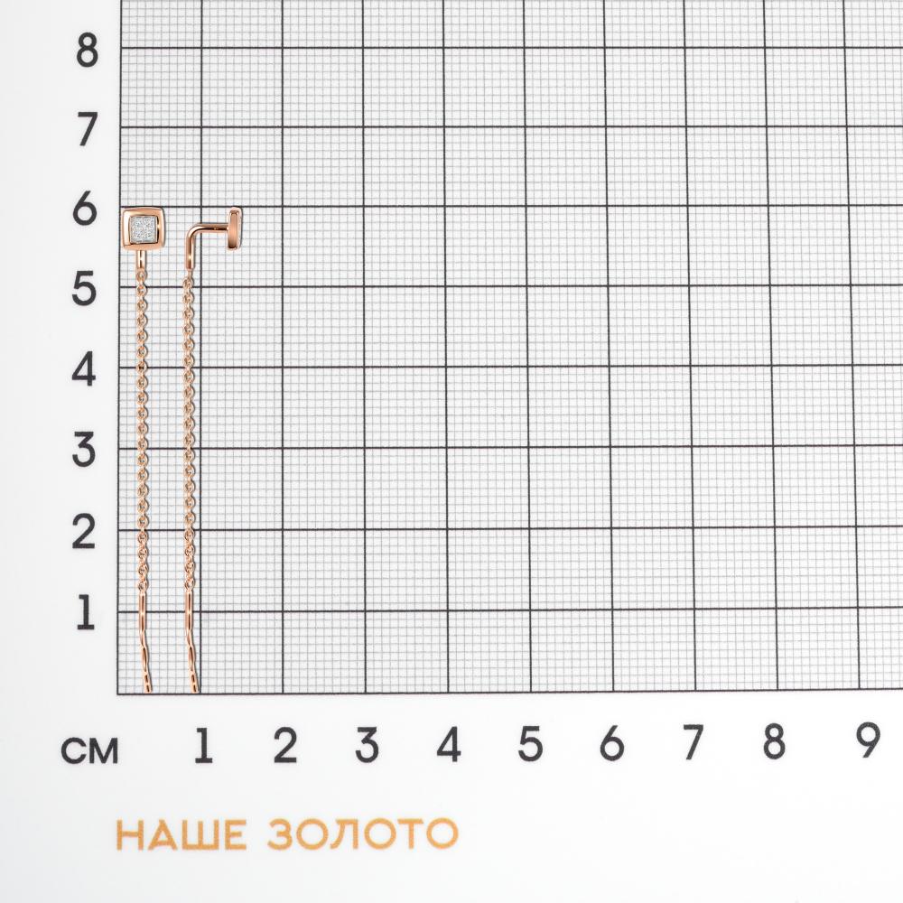 Золотые серьги протяжки Клондайк из красного золота 585 пробы К508-01058-01-001-01-01