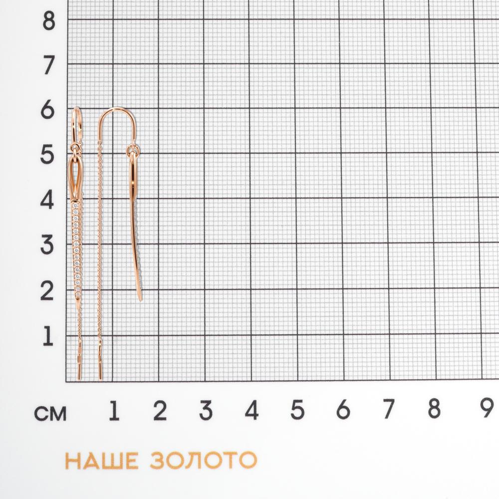 Золотые серьги протяжки Талант из красного золота 585 пробы ТБ1592000114351