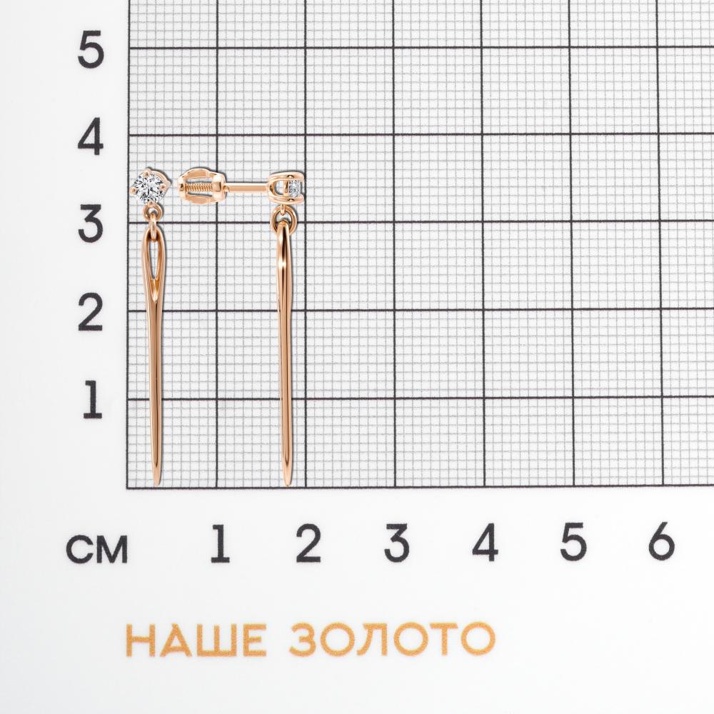 Золотые серьги гвоздики Талант из красного золота 585 пробы ТБ1292000114350