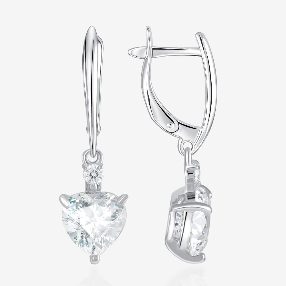 Серебряные серьги подвесные с фианитами