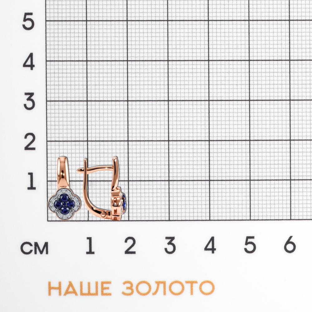 Золотые серьги Бриллиант союз из красного золота 585 пробы ЫЗ5-6002-106-2К-СапГт