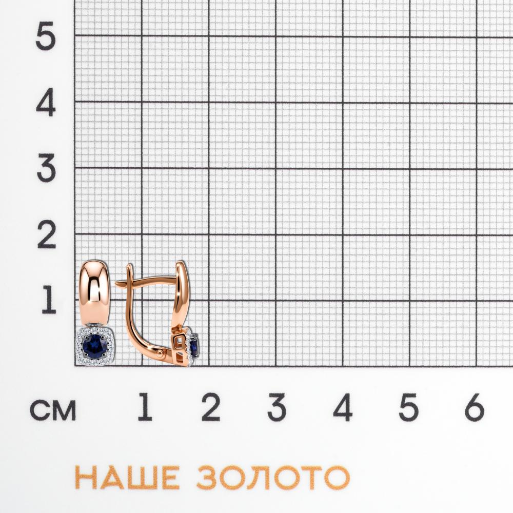 Золотые серьги Бриллиант союз из красного золота 585 пробы ЫЗ5-6004-106-2К-СапГт