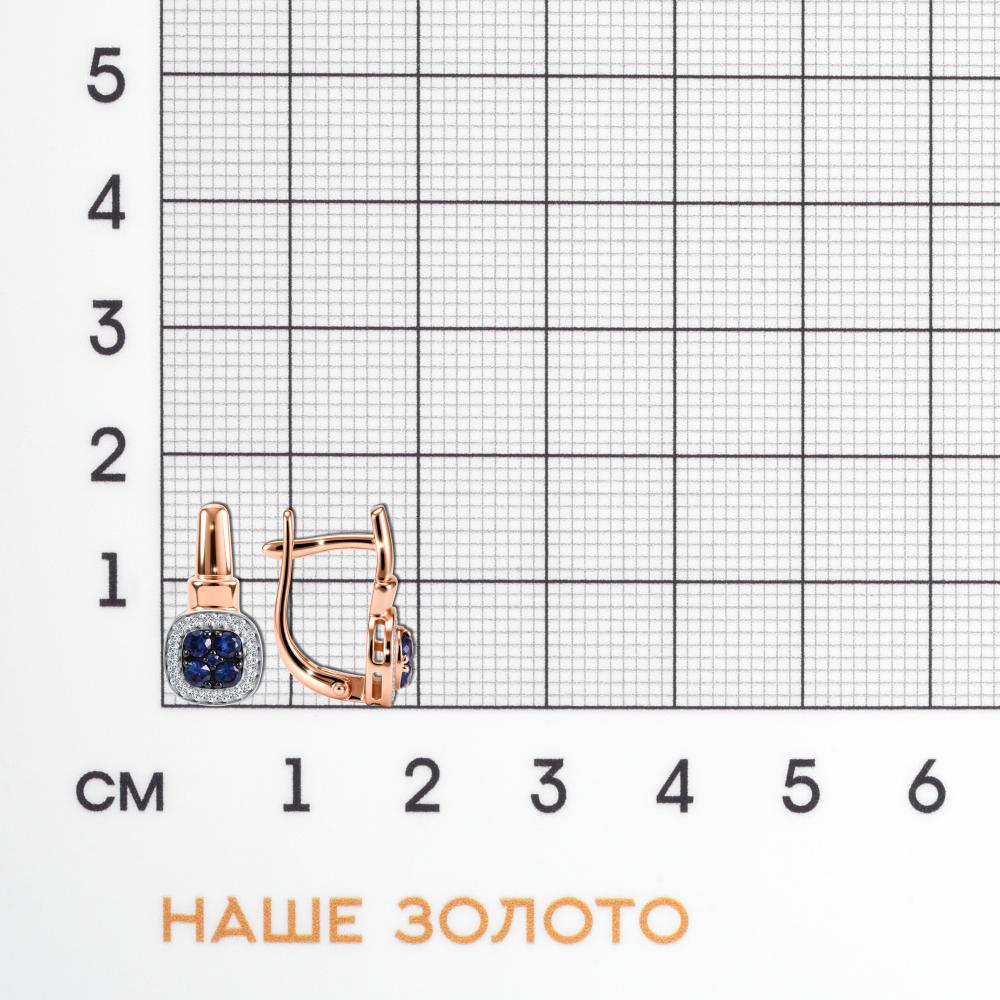 Золотые серьги Бриллиант союз из красного золота 585 пробы ЫЗ5-5982-106-2К-СапГт