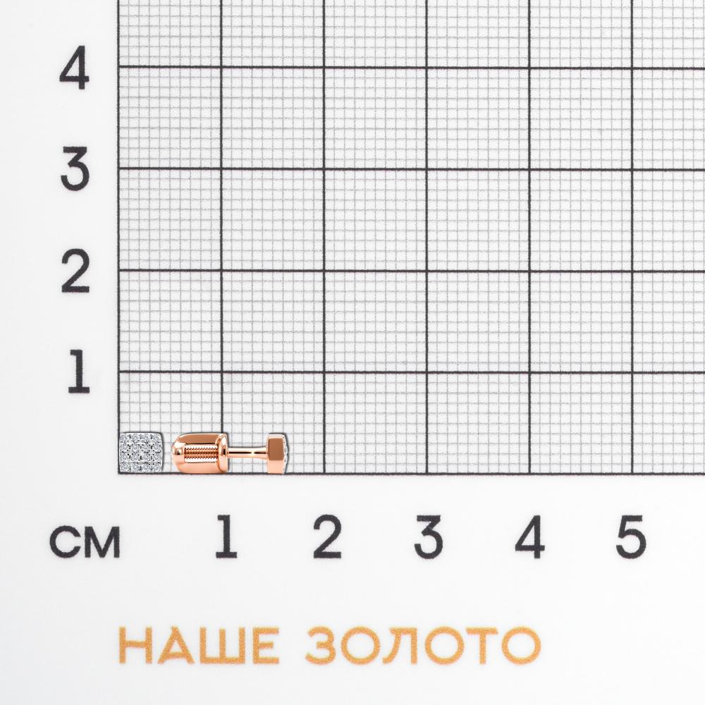 Золотые серьги гвоздики Бриллиант союз из красного золота 585 пробы ЫЗ5-5354-103-2К