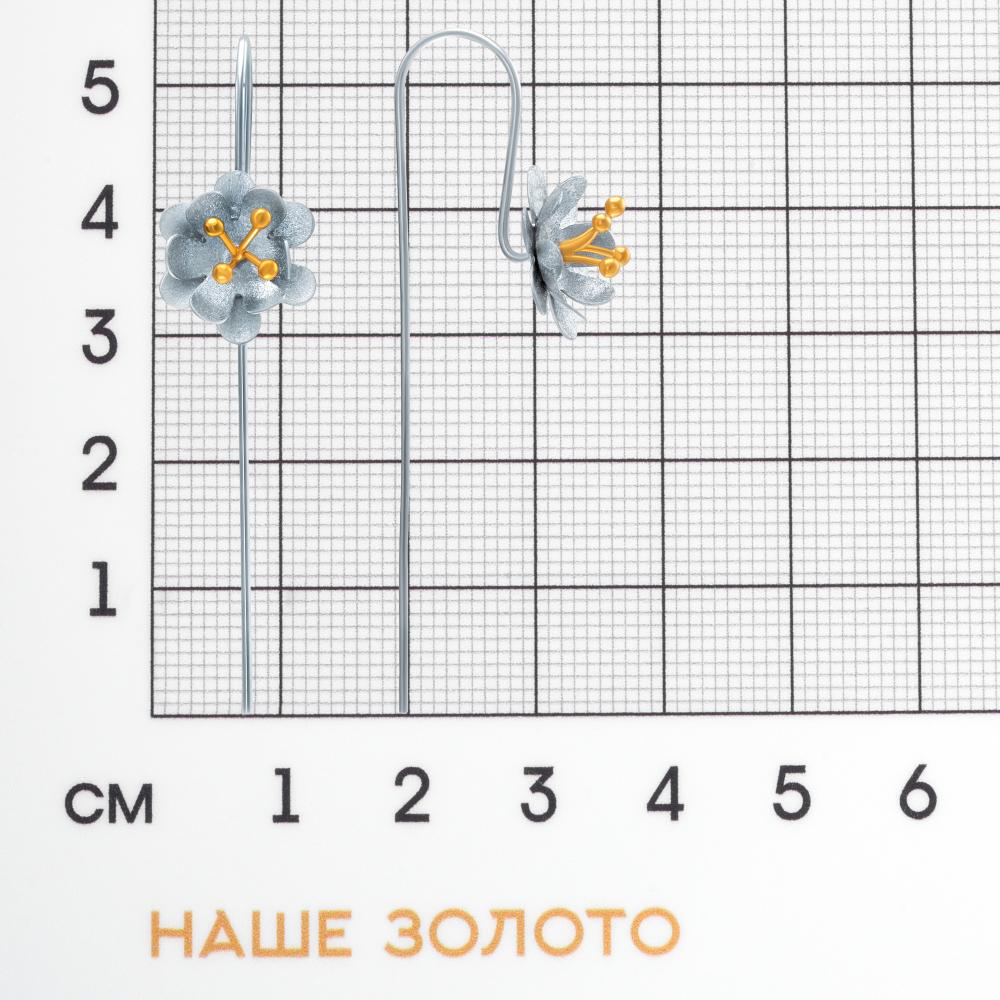 Серебряные серьги протяжки Karen silver design УТЕС1580МРДУ1