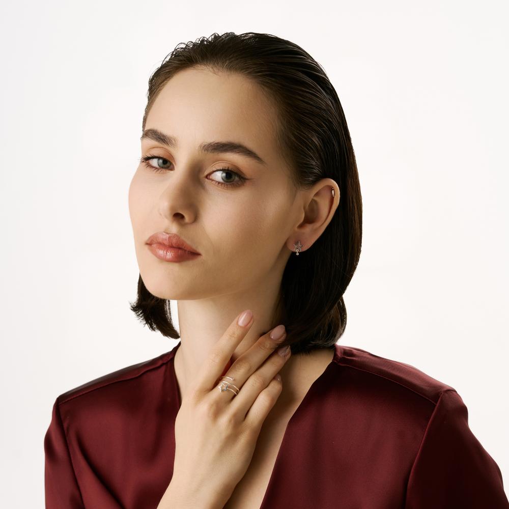 Серебряные серьги гвоздики Candidus silver co КЬКС-ЕС-3Ф456-06