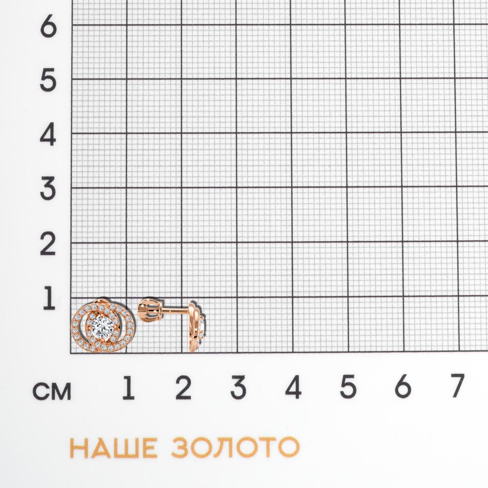Золотые серьги гвоздики Вероника из красного золота 585 пробы 3ВС130-3013