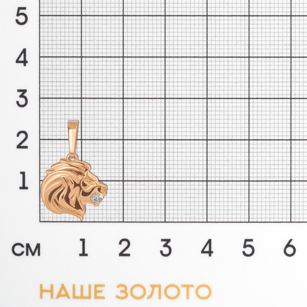 Золотой знак зодиака Голден глоб из красного золота 585 пробы ГГЗЗ/лев