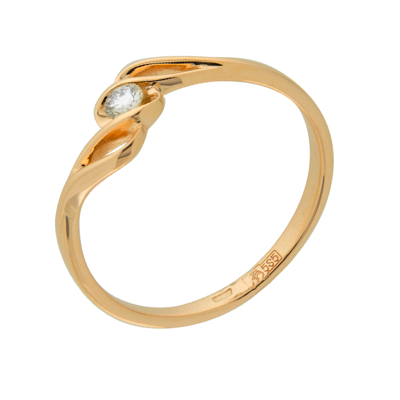 Золотое кольцо Виктория из красного золота 585 пробы со вставками из драгоценных камней (бриллиант) ВК1-8850, размеры от 16 до 19