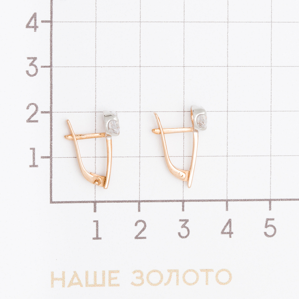 Золотые серьги Берег из красного золота 585 пробы  со вставками (фианит) 2БСЗ55К.1-01-1022-01