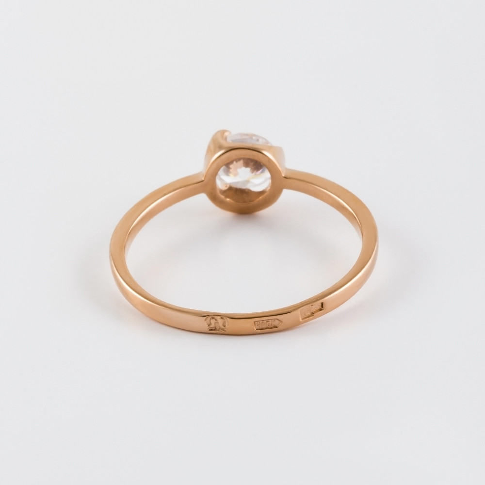 Золотое кольцо Берег из красного золота 585 пробы  со вставками (фианит) 2БКЗ5К.1-01-1022-01, размеры от 15.5 до 21
