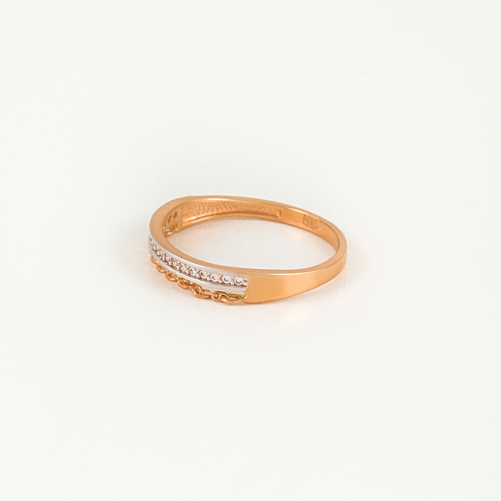 Золотое кольцо Санис из красного золота 585 пробы  со вставками (фианит) СН01-115267, размеры от 15.5 до 18