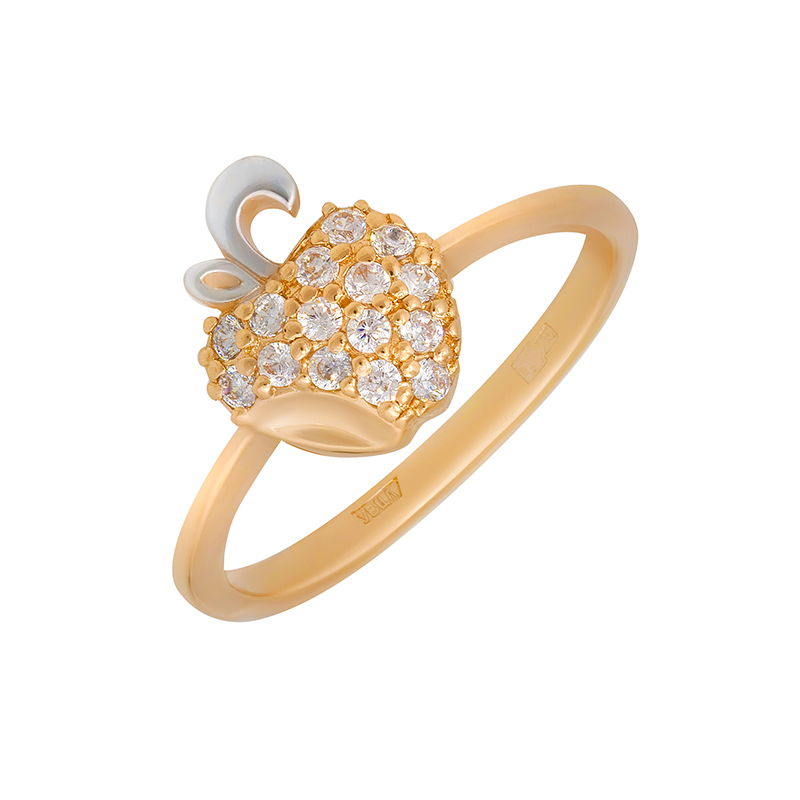 Золотое кольцо Амбер из красного золота 585 пробы  со вставками (фианит) АБ1201384Р, размеры от 14.5 до 16