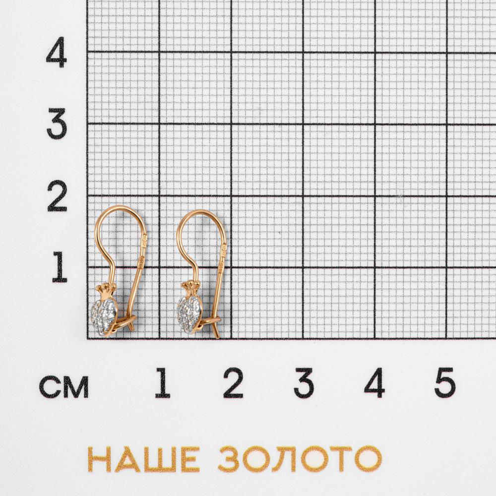 Золотые серьги детские  из красного золота 585 пробы  со вставками (фианит) ЮПС1327002