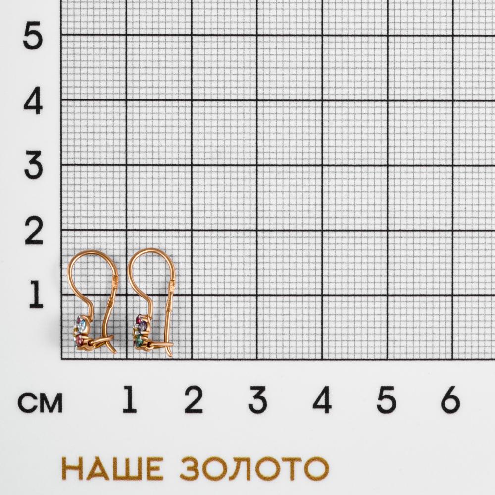 Золотые серьги детские Efremof из красного золота 585 пробы  со вставками (фианит) ЮПС1326510