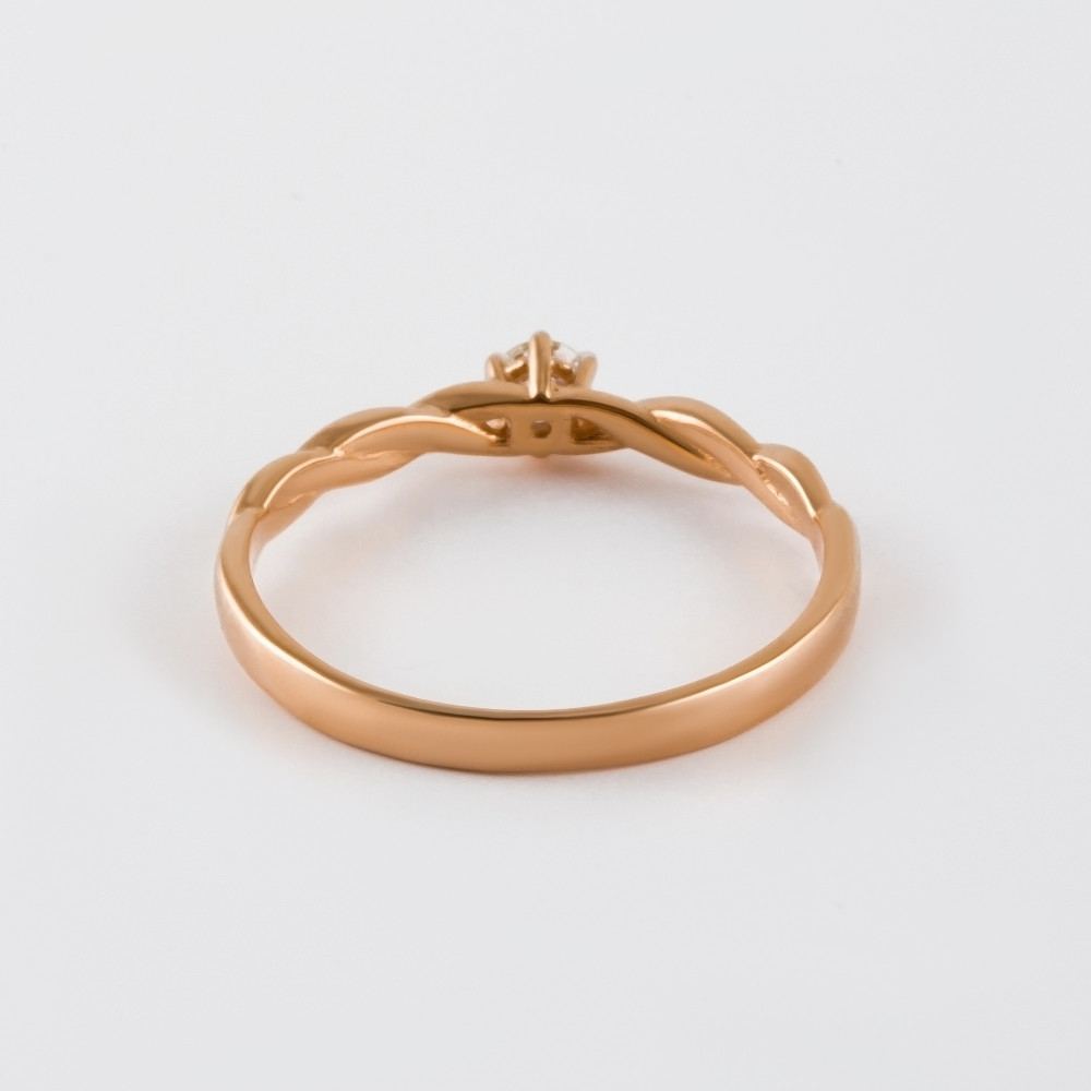 Золотое кольцо Саав из красного золота 585 пробы со вставками из драгоценных камней (бриллиант) ХС050072621, размеры от 16 до 18