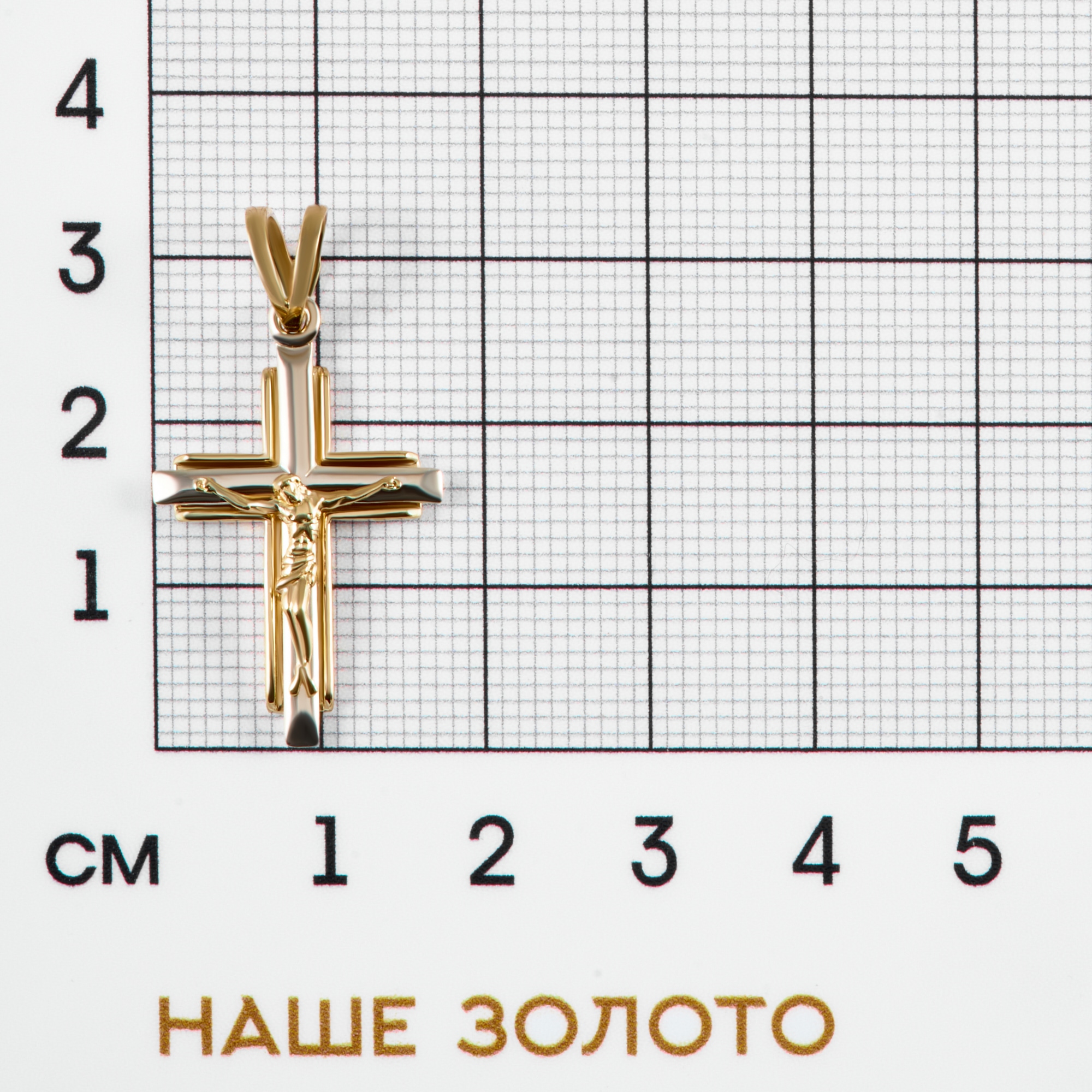 Золотой крест Рыбин  из красного золота 585 пробы РЫ3000555-Ж