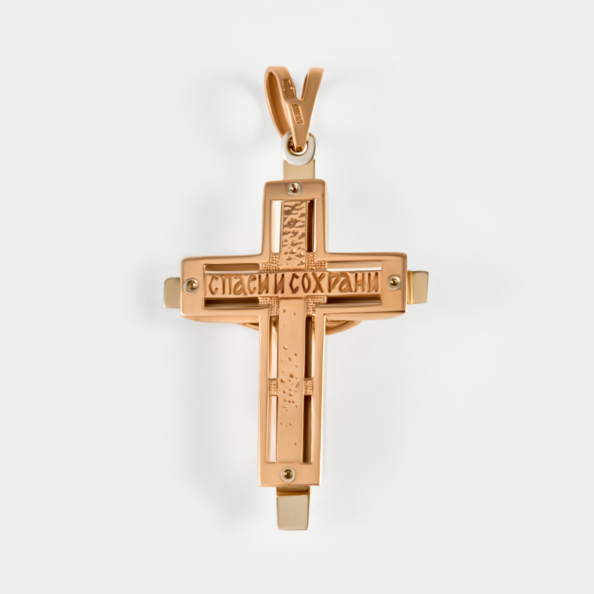 Золотой крест Рыбин  из красного золота 585 пробы РЫ3000455