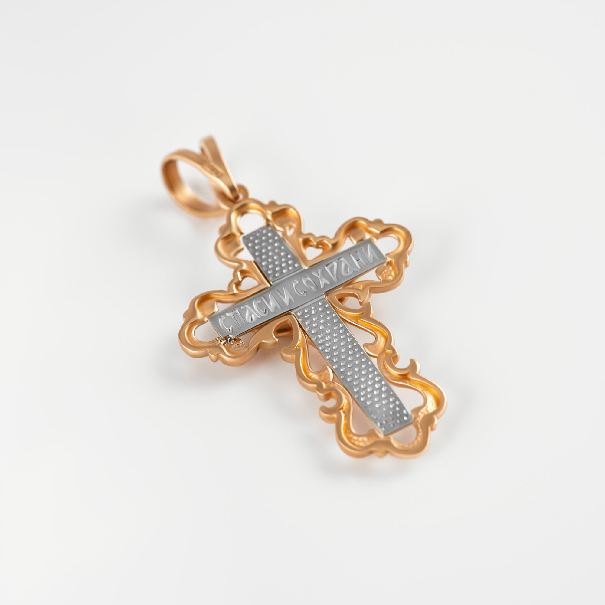 Золотой крест Рыбин  из красного золота 585 пробы РЫ3000655