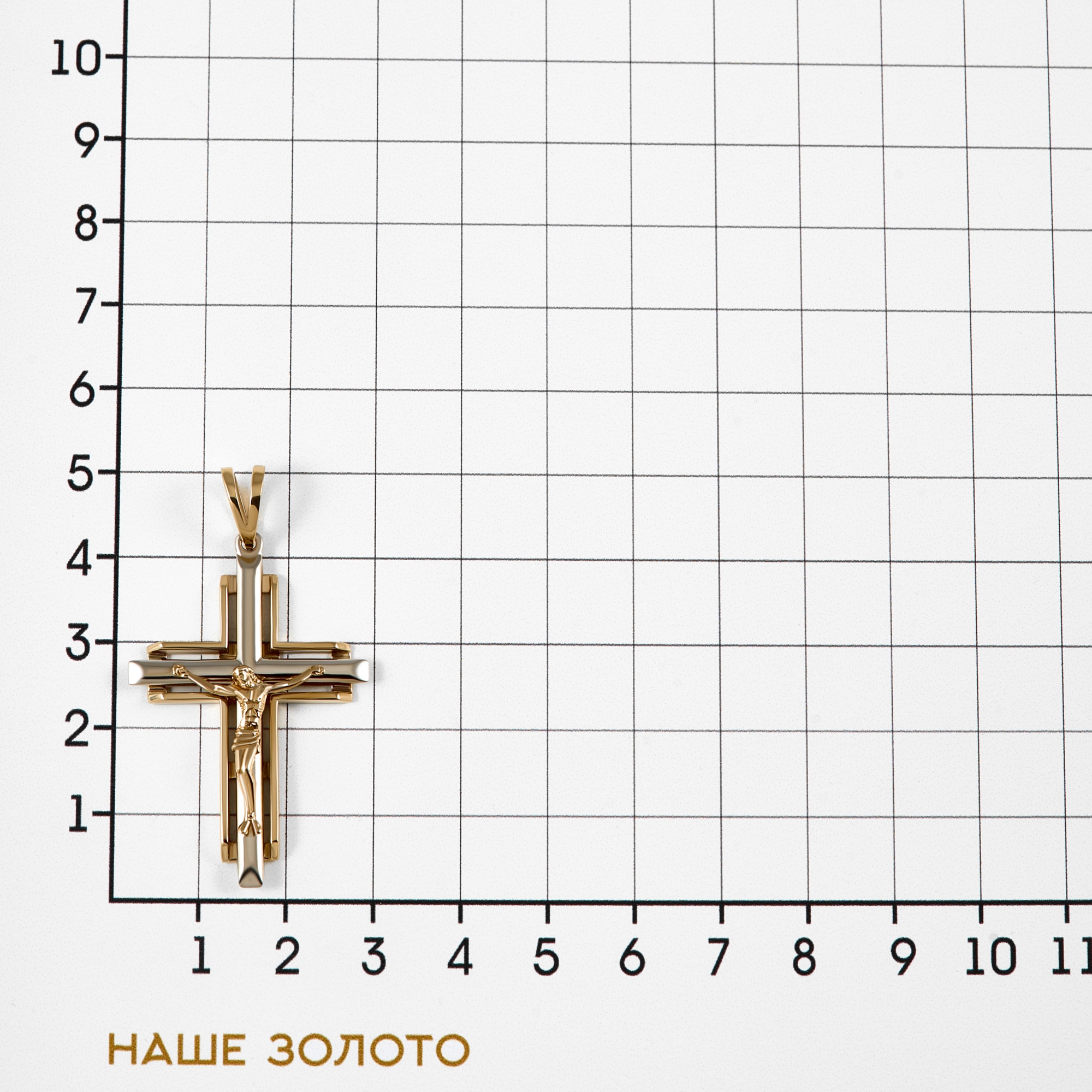 Золотой крест Рыбин  из красного золота 585 пробы РЫ3000355-Ж
