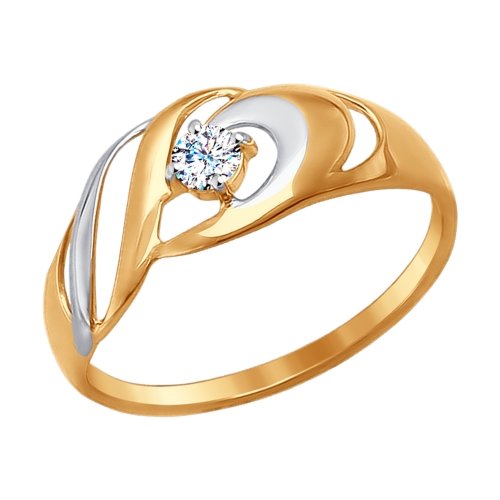 Золотое кольцо Sokolov из красного золота 585 пробы  со вставками (фианит) ДИ017256, размеры от 17 до 20