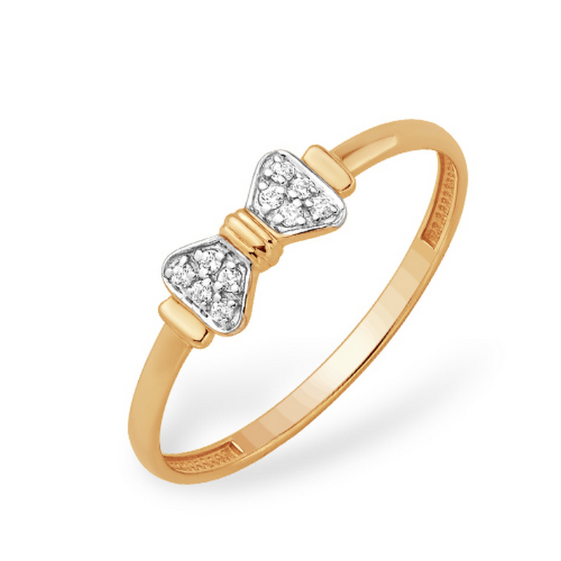 Золотое кольцо Efremof из красного золота 585 пробы  со вставками (фианит) ЮПК1327563, размеры от 16.5 до 18
