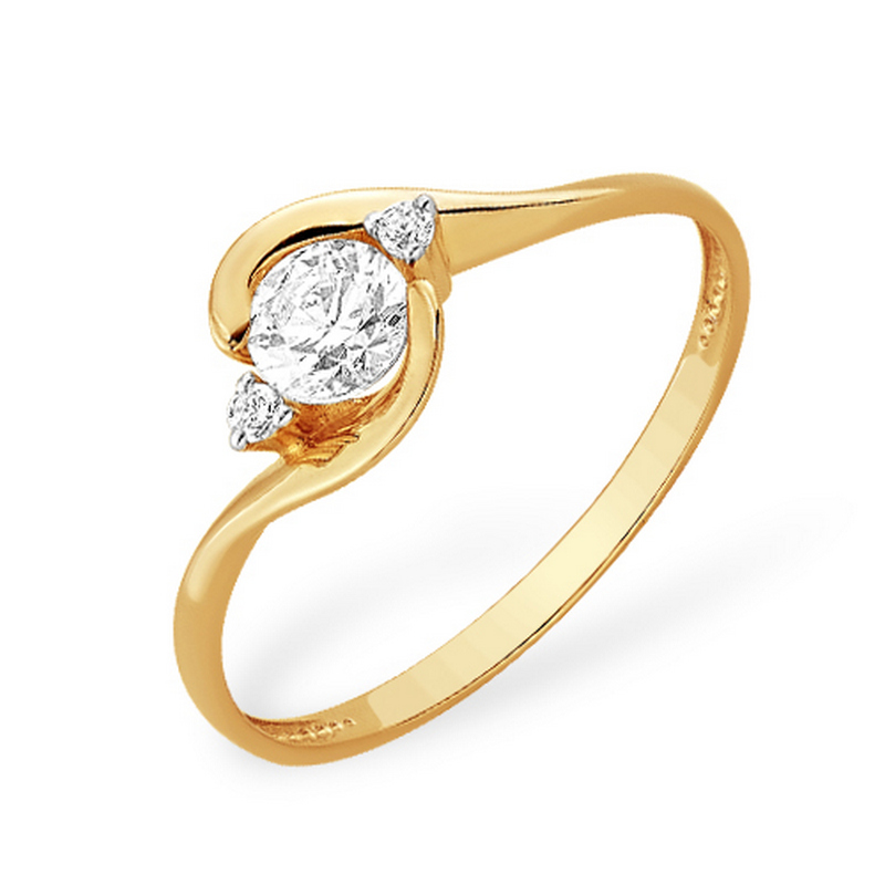 Золотое кольцо Efremof из красного золота 585 пробы  со вставками (фианит и сваровски) ЮПК1326219, размеры от 16 до 18