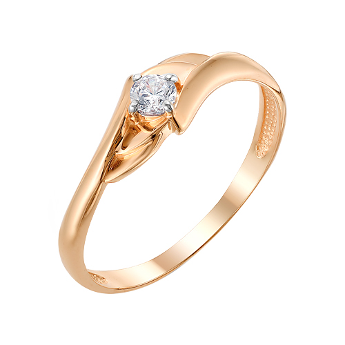 Золотое кольцо Ювелирные традиции из красного золота 585 пробы  со вставками (фианит) ЮИК132-3020, размеры от 16 до 20