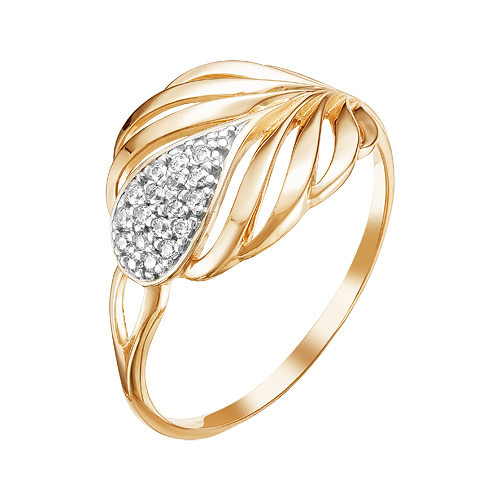 Золотое кольцо Ювелирные традиции из красного золота 585 пробы  со вставками (фианит) ЮИК132-4407, размеры от 16 до 20