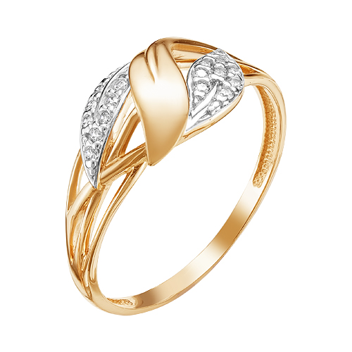 Золотое кольцо Ювелирные традиции из красного золота 585 пробы  со вставками (фианит) ЮИК132-4408, размеры от 16 до 20