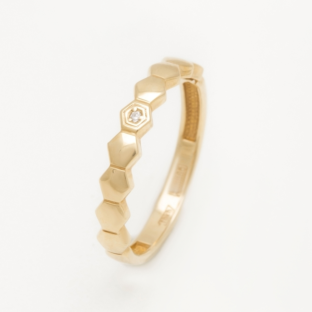 Золотое кольцо Белый бриллиант из красного золота 585 пробы со вставками из драгоценных камней (бриллиант) ЮЗ1-11-0857-301, размеры от 16 до 17.5