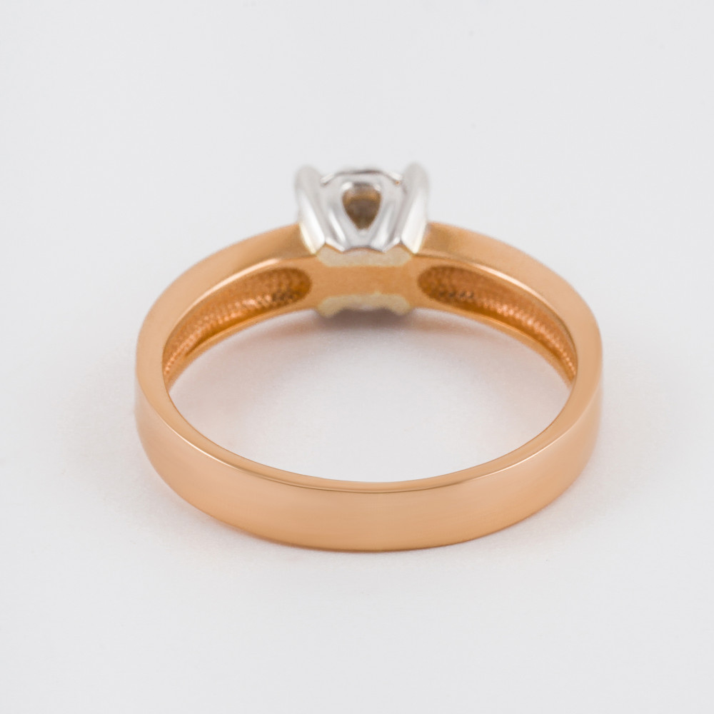 Золотое кольцо Белый бриллиант из красного золота 585 пробы со вставками из драгоценных камней (бриллиант) ЮЗ1-11-0800-101, размеры от 16 до 19