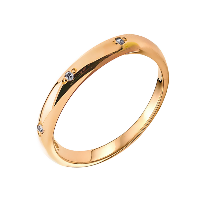 Золотое кольцо обручальное Золотое сияние из красного золота 585 пробы со вставками из драгоценных камней (бриллиант) ЗСК15000018, размеры от 0.17 до 20