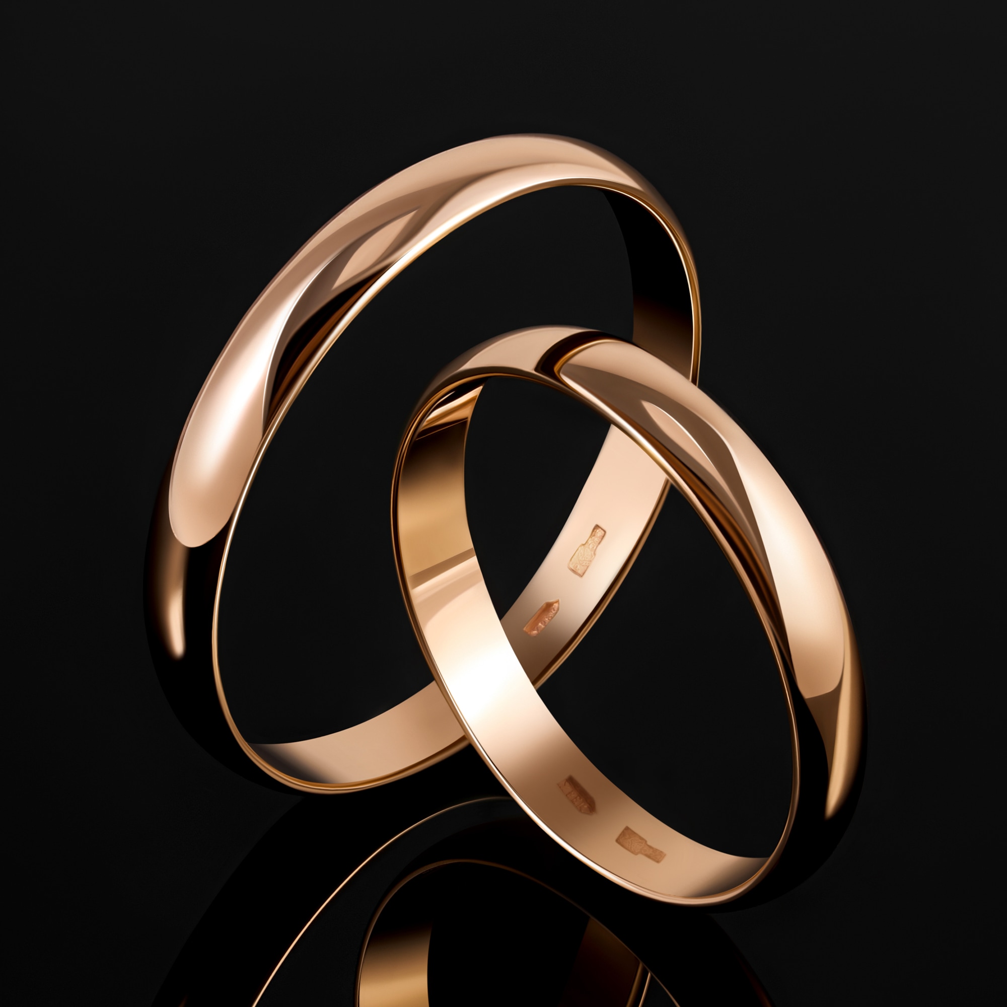 Золотое кольцо обручальное Берег из красного золота 585 пробы 2БКЗ5К-30П, размеры от 15 до 25